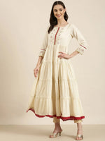 Women Cream Solid Anarkali Kurta-GW-3782-Cream