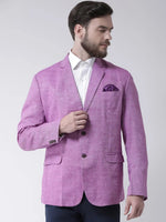 Hangup Men Standard Solid Men Formalwear-DarkPurple1LinenBlazer