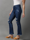 Women's Navy Blue Solid Bootcut Denim Jeans-GZ-5279-Navyblue