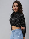 Women's Black Typographic Crop Top-AE-7038-Black