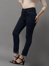 Women's Navy Blue Solid Slim Fit Denim Jeans-GZ-5206-1-Navyblue