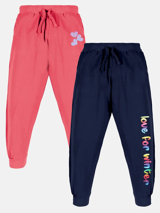 Girls Heart & Winter Printed Track Pant Pack of 2