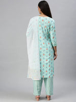 Women's Blue Printed Kurta Sets-SG06-Blue