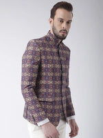 Hangup Men Standard Printed Men Formalwear-D385ButtonBlazer