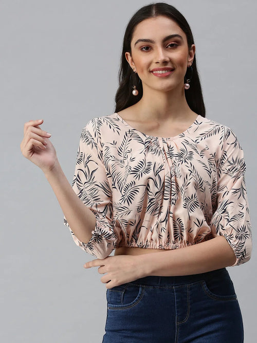 Women's Printed Peach Top-AE-10211-Peach