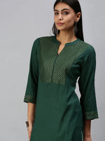 Women's Green Solid Straight Kurti-UB2040-Green