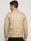 Men Beige Mock Collar Solid Tailored Jacket-SO-23-2-Beige