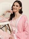 Women Pink Floral Kurta Set-UB-004-Pink