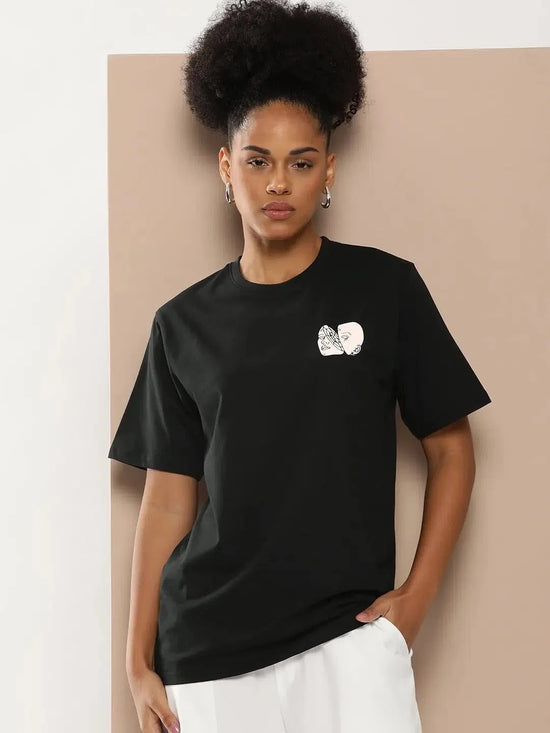 Difference of Opinion Black Graphic Oversized T-Shirt-DOWMN312BLK-XS