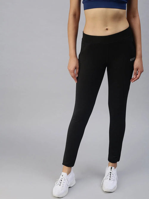 Women's Black Solid Track Pants-AF-1723-Black