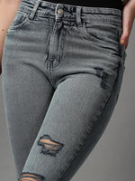 Women's Grey Solid Bootcut Denim Jeans-GZ-5279-Grey