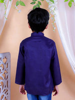 BownBee Boys Cotton Full Sleeve Short Kurta- Blue