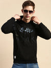 Men Black Printed Casual Hoodie-BP-1414-Black