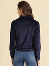 Women's Navy Blue Solid Open Front Jacket-LT-JKT-2111-Navyblue