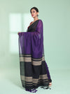 Black Patli Pallu Cotton Saree With Texture Design-MA59CT06570025