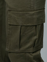 Ribbed Jogger Cargos with 6 pockets-Green