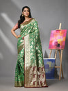 Green Silk Banarasi Saree With Zari Woven Designs-MA52BSL441050050