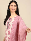 Women's Beige Printed Kurta Set-FS-9689-Cream