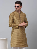 Men's Mustard Collar Embroidered Kurta with Pyjama.-JOKP-P-5002Mustard