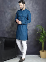 Chikankari Pure Cotton Kurta with Churidar-JOKP-561Peacock