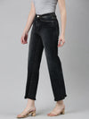 Women Charcoal Solid Mom Fit Denim Jeans-IM-10247-Charcoal