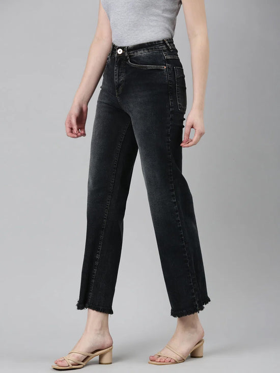 Women Charcoal Solid Mom Fit Denim Jeans-IM-10247-Charcoal