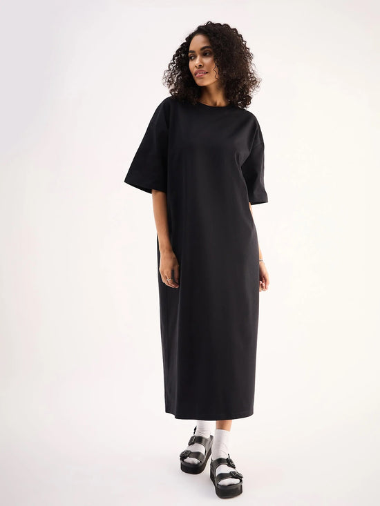 Women Black Oversized T-Shirt Dress