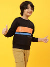 Tales & Stories Boys Black Poly Cotton Printed Sweatshirt