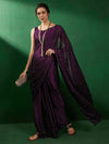 Saree Mall Women's Satin  Purple Embellished Designer Saree With Blouse Piece-VEDNSHI1775