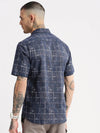 Men Spread Collar Abstract Navy Blue Casual Shirt-NAHAR-2182-Navyblue