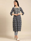 Women's Grey Floral Kurta Set-AT-211-KPD-Grey