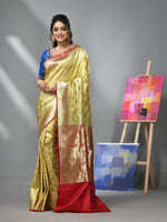 Dijon Yellow Silk Banarasi Saree With Zari Woven Floral And Paisley Designs-MA52BSL441050021