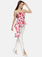 Floral White Flared Bandeau Top-17306