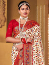 Saree Mall Women's  Blend Off White Woven Design Designer Saree With Blouse Piece-SMNGLM1006