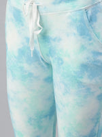 Women's Blue Tie Dye Track Pants-AF-1770-Bluegreen