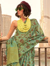 Saree Mall Women's Tissue Sea Green Printed Designer Saree With Blouse Piece-KEEYAH377001