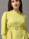 Women's Yellow Solid Peplum Top-AE-10323-Yellow