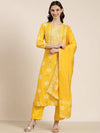 Women Yellow Floral Kurta Set-GW-3813-Yellow