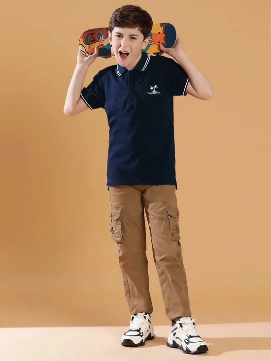 Lil Tomatoes Boys Cotton Polo T-shirt-GBT-S24-1409_NAVY_30