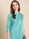 Women's Sea Green Solid Straight Kurta-ON-609-Seagreen