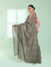 Ecru Cotton Saree With Stripes Pattern-MA59CT06530042