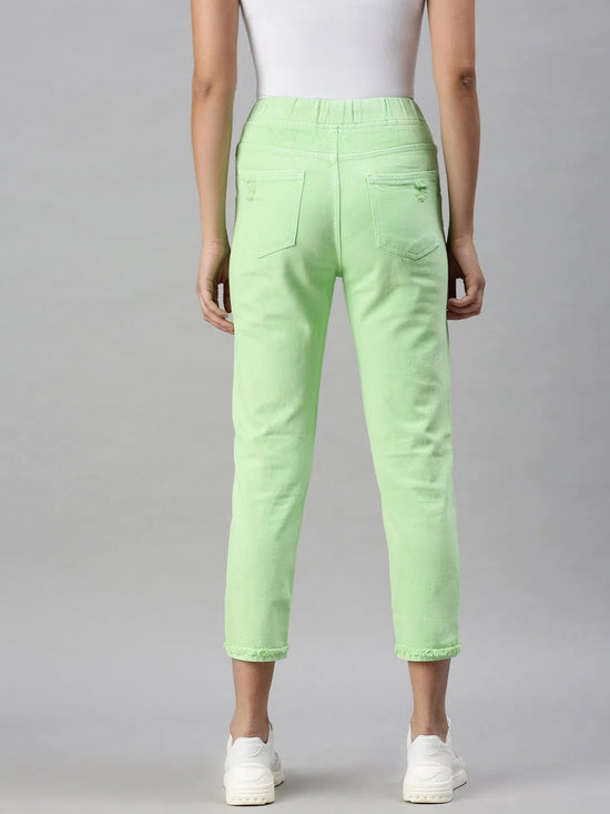 Women's Denim Jogger Lime Green Jeans-GZJOGTO1-Limegreen