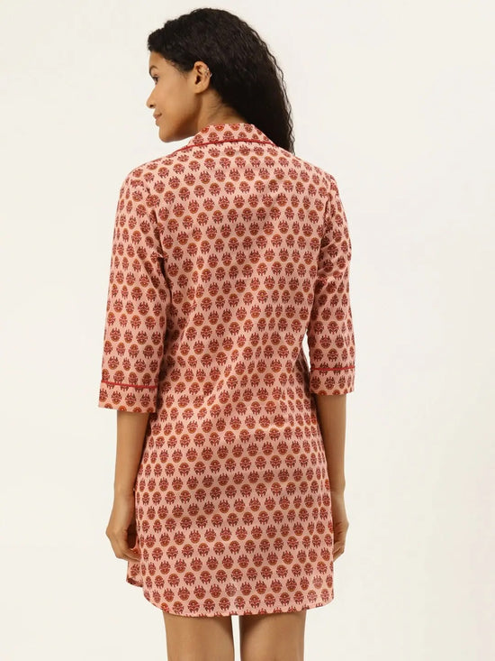 Night shirts in Red Buti Print