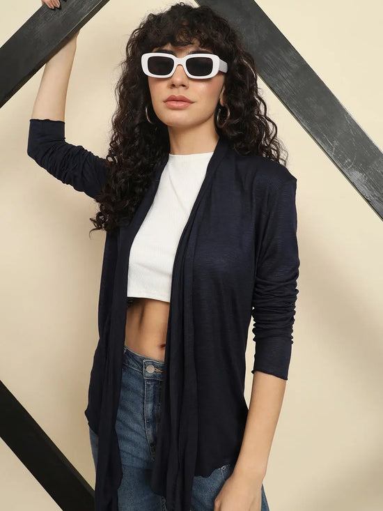 Women Navy Blue Shrug