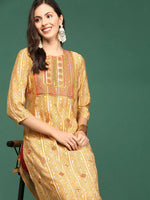 Women's Mustard Solid Straight Kurta-GW-2627-Mustard