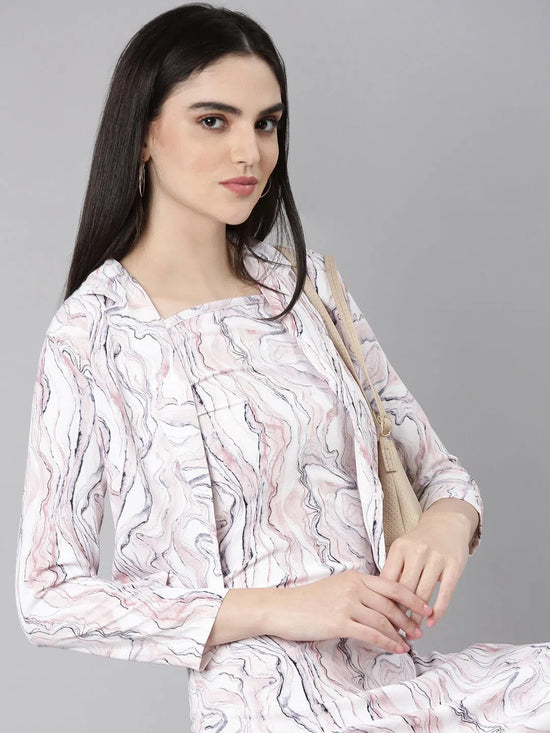 Women Off White Printed A-Line Dress-AE-15936-Offwhitemauve