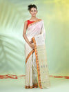 Off White Tussar Silk Saree With Woven Texture Motifs-MA66TUS432590049