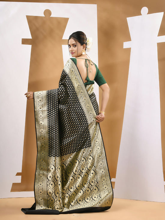 Black Silk Banarasi Saree With Zari Woven Designs-MA53BSL441050028