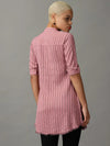 Women's Purple Striped Longline Shirt-AE-444107-Mauve