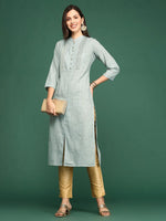 Women's Grey Solid Straight Kurta-UB-1235-Grey